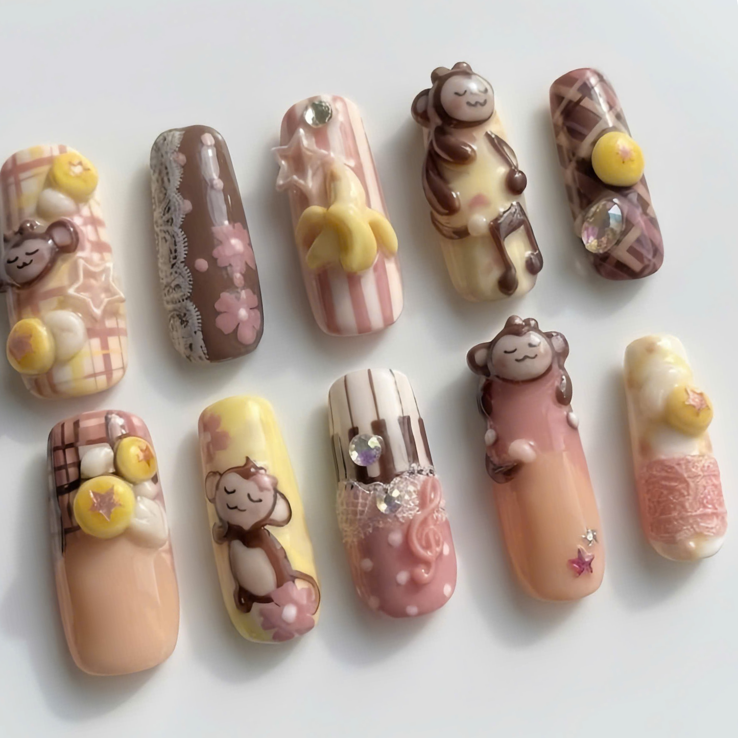 Kawaii Monkey Cottage Lace