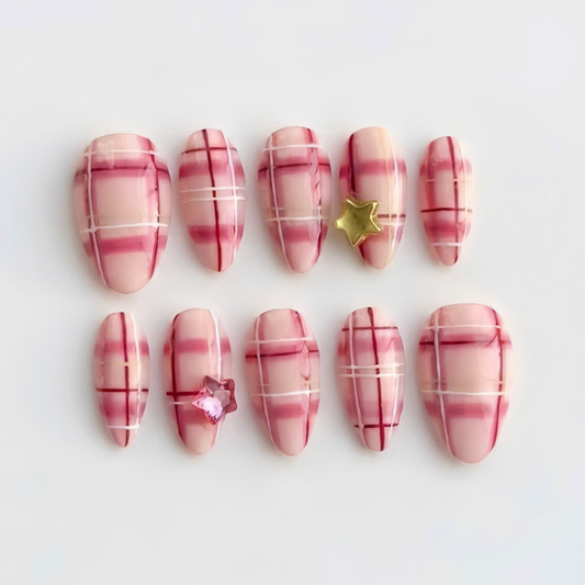 Pink Preppy Plaid Star