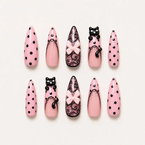 Pink Coquette Lace Cat
