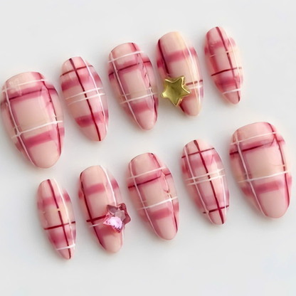 Pink Preppy Plaid Star